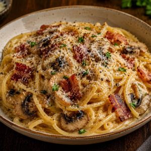 Carbonara z pieczarkami